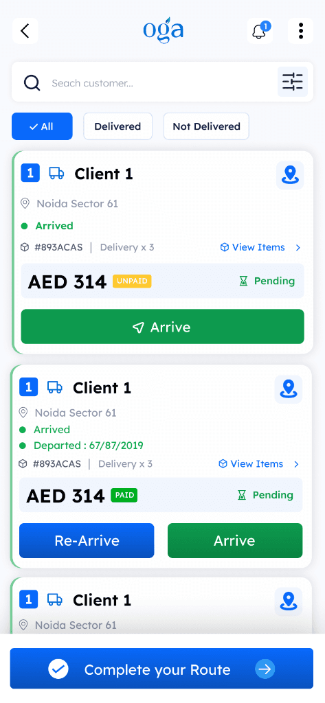 Driver App Interface